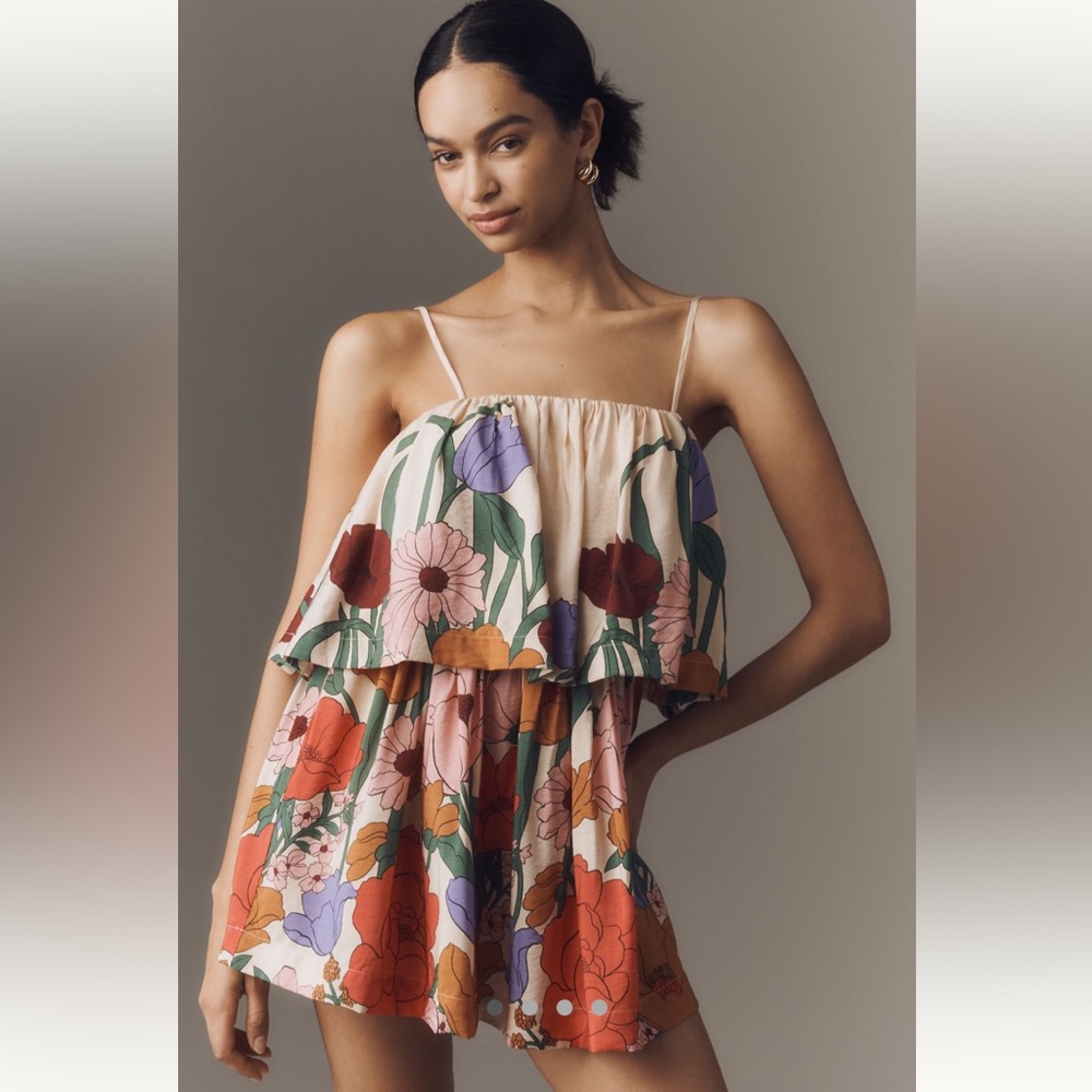 NWT FARM RIO for Anthropologie Tiered Floral Mini Dress - Picture 11 of 13